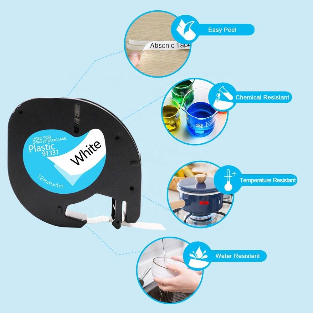 Cinta para Etiquetadora Dymo Letratag 1/2" x 4m Plastica Transparente