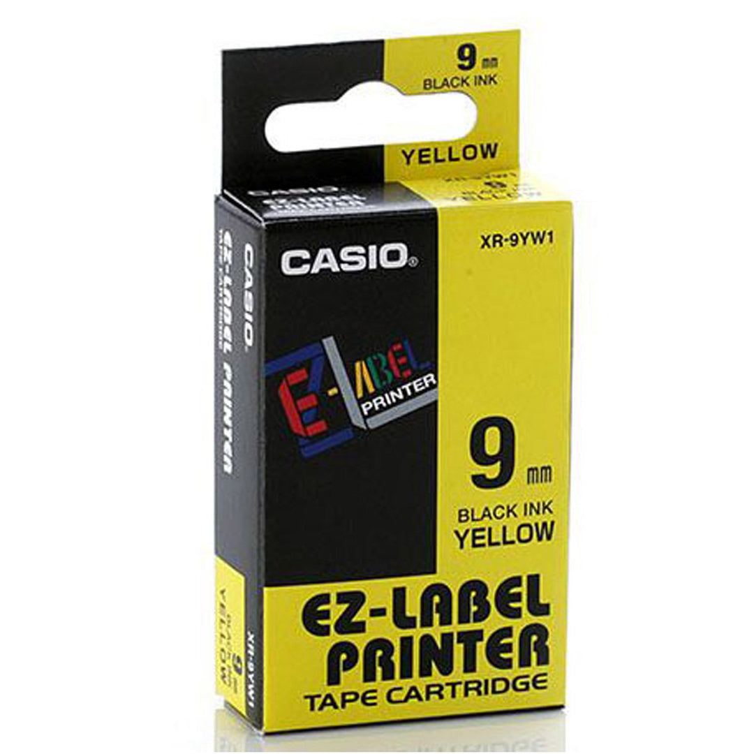 Cinta para Etiquetadora Casio Label LT XR-9YW1 - Negro sobre Amarillo - Ancho 9mm