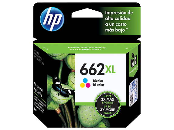 Cartucho de Tinta Original HP 662XL - CZ106AL Color Alto Rendimiento Impresora Deskjet Ink Advantage 1015, 1515, 2515, 3515, 3545 4645, 2645