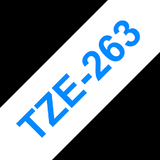 Brother TZE-263 - KZE-263 Cinta Fondo Blanco Letras Azules - 36mm para Rotuladora Brother PT Series