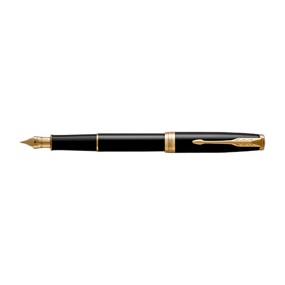 Pluma Fuente Parker Sonnet Laca Negra GT con detalles Oro 23Kt