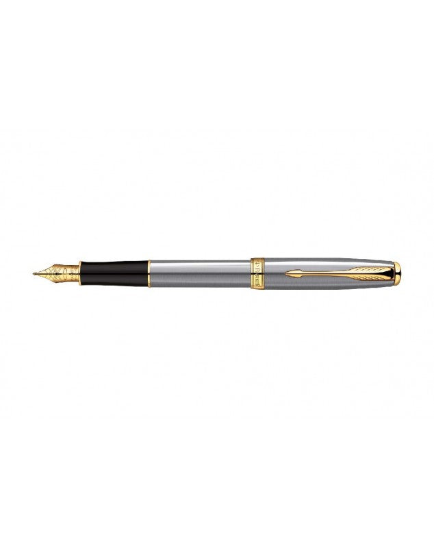 Pluma Fuente Parker Sonnet Acero Inoxidable Pulido GT con detalles Oro 23Kt