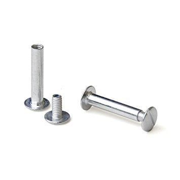 Paquete de 100 unidades de tornillos Chicago de aluminio plateado de 65mm (2 1/2") para encuadernación de carpetas y menús.